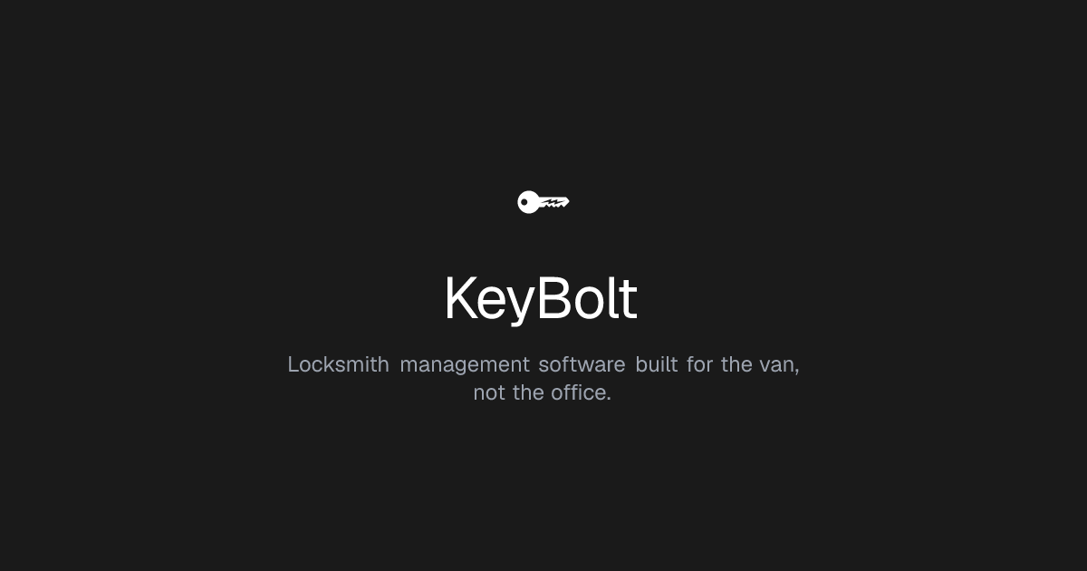 KeyBolt — Locksmith Management Software